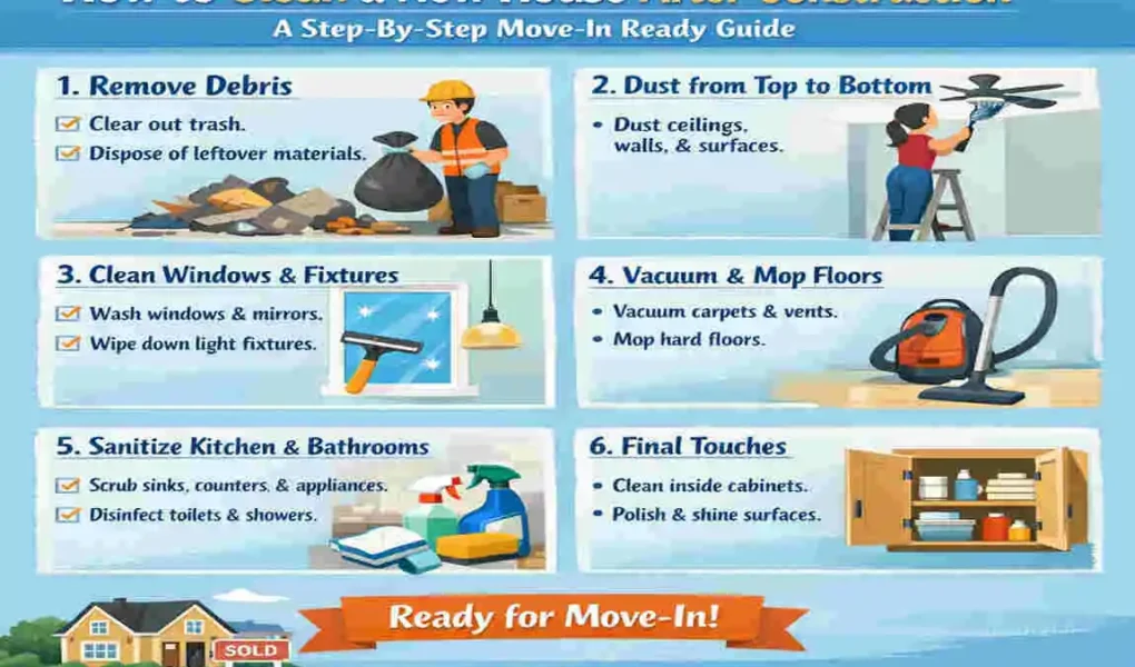 how to clean a new house after construction
