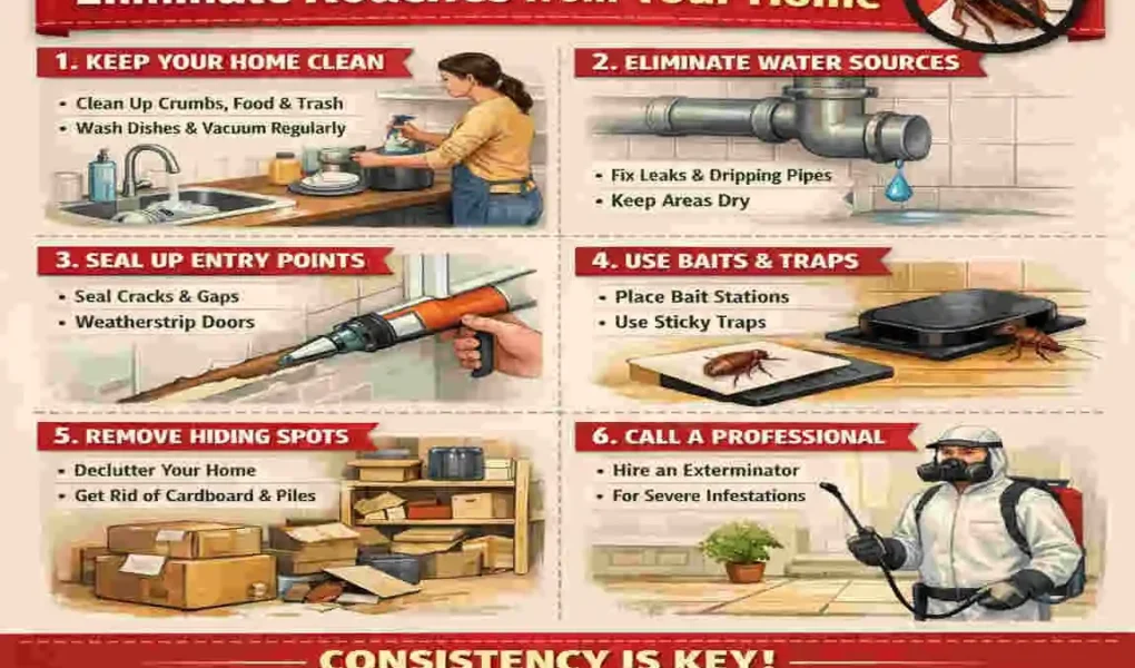 How do I permanently get rid of roaches in my house?