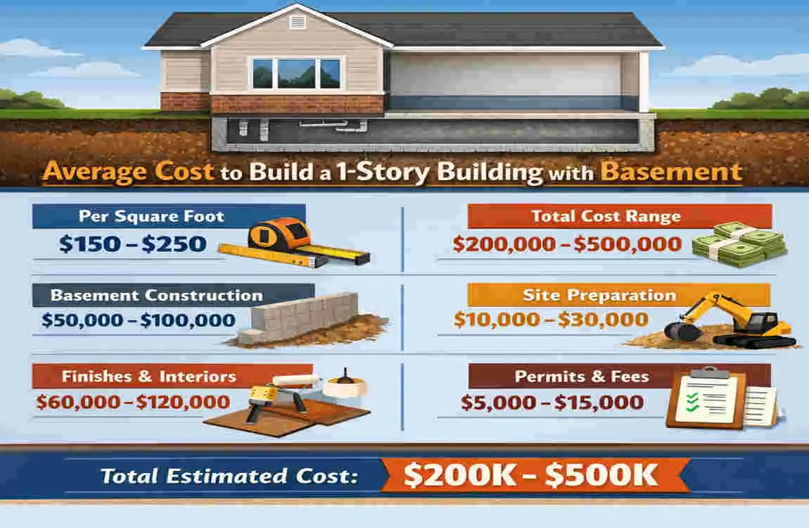how much does it cost to build a 1 story building include basement