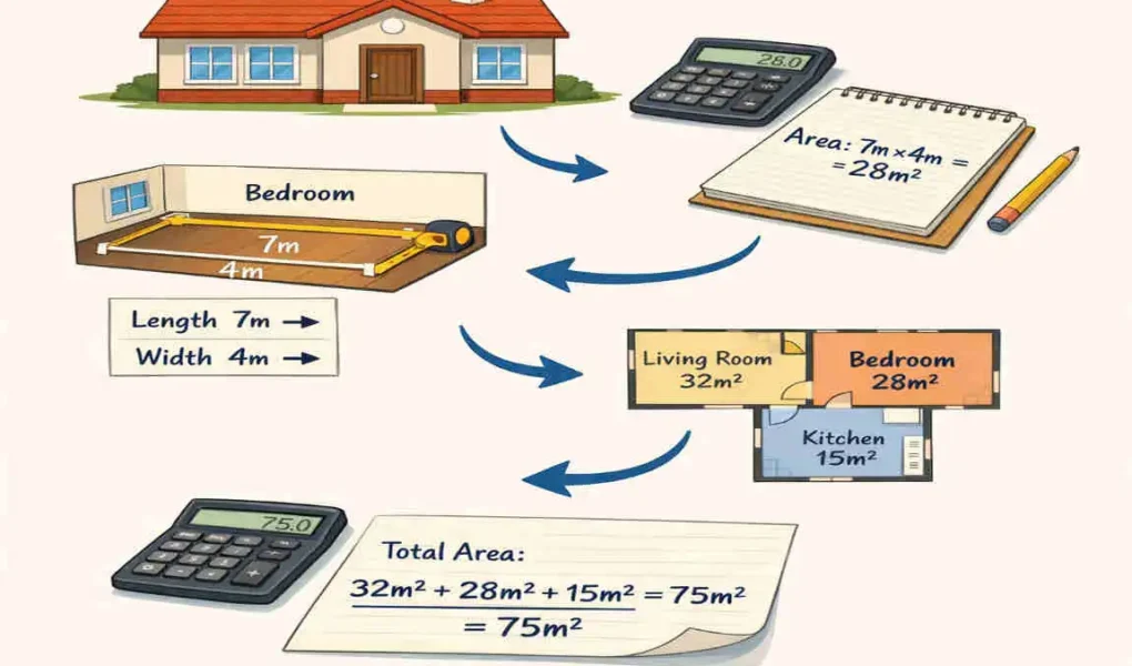 how do you calculate square meters of a house