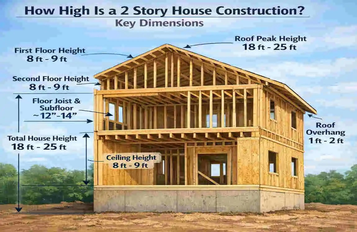 how high is a 2 story house construction