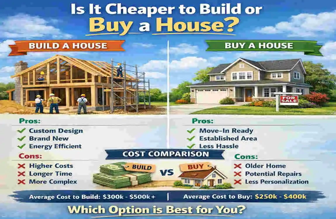 is cheaper to build or buy a house