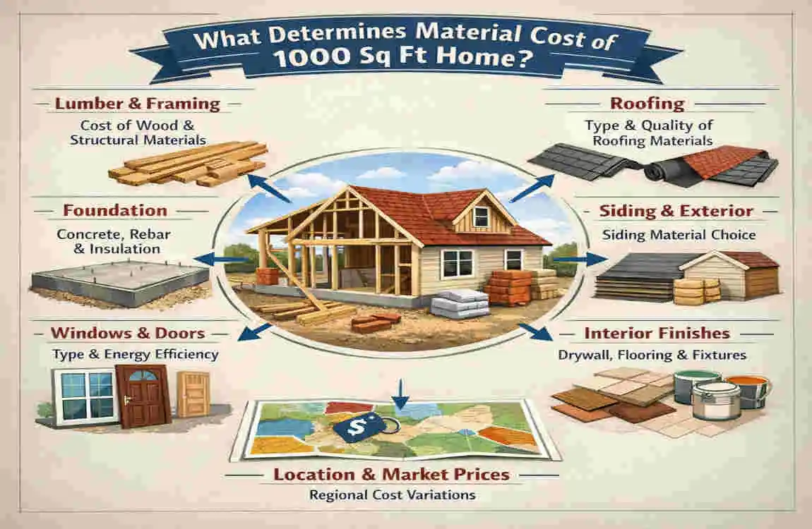 What is the material cost for a 1000 sq ft house?