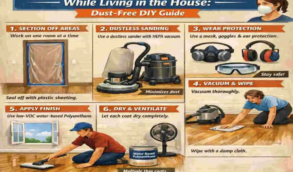 how to refinish floors while living in house