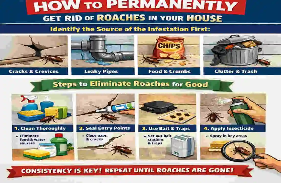 How do I permanently get rid of roaches in my house?