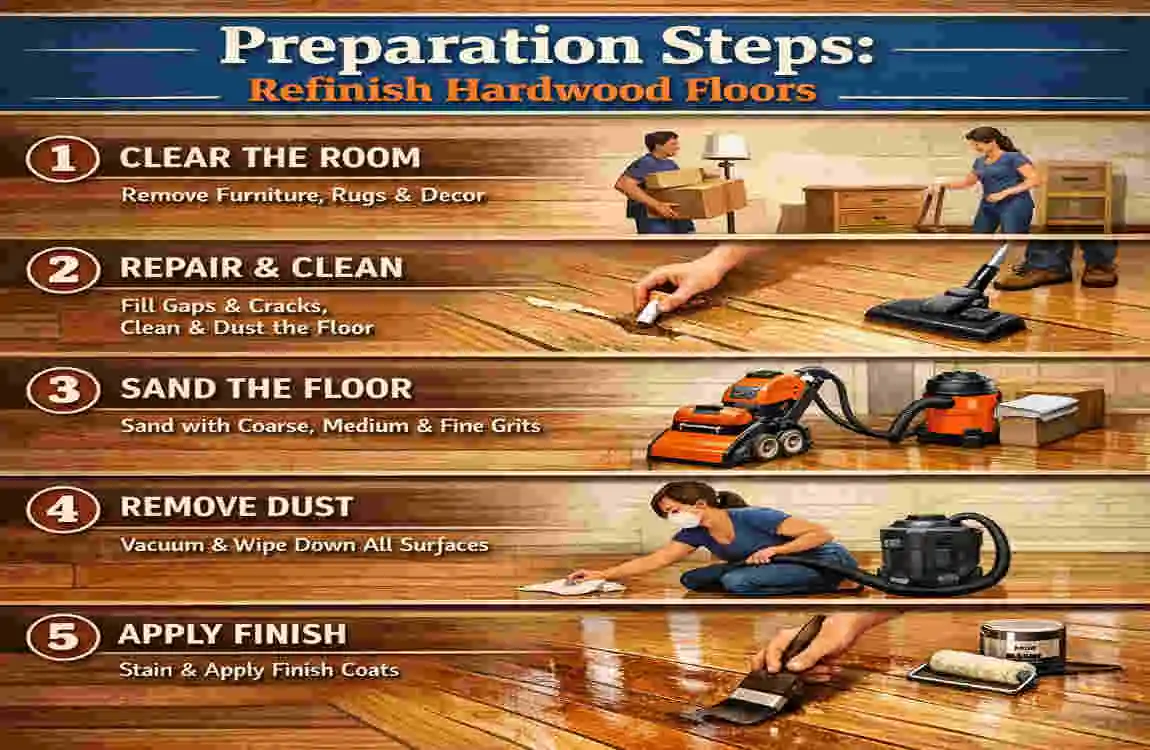 how to refinish floors while living in house