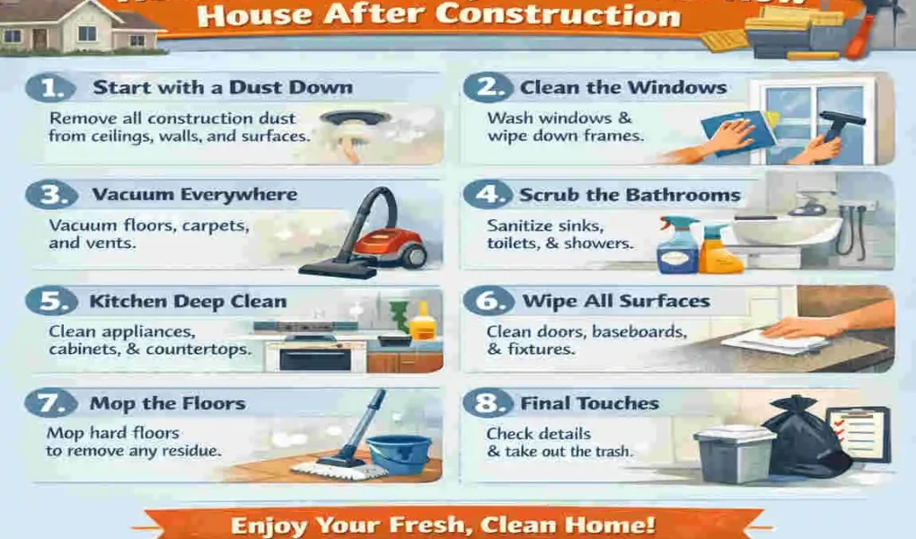 how to clean a new house after construction