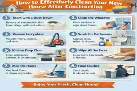 how to clean a new house after construction