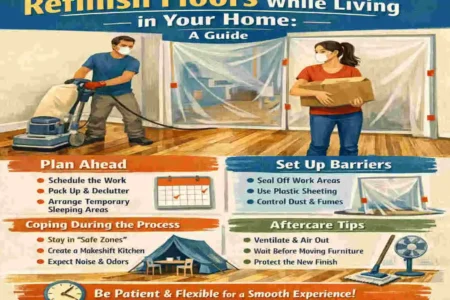 how to refinish floors while living in house