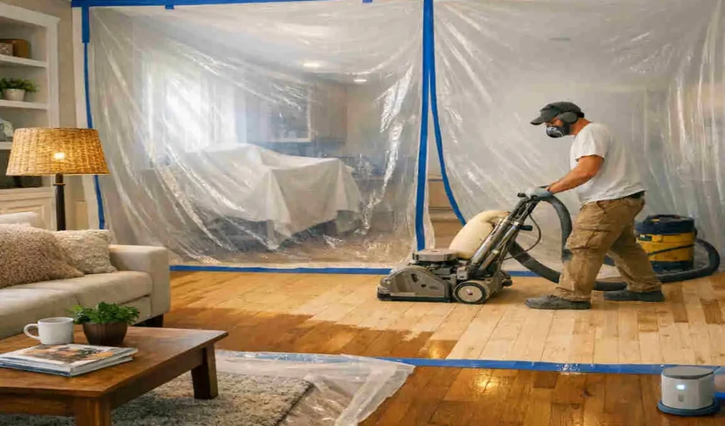 how to refinish floors while living in house