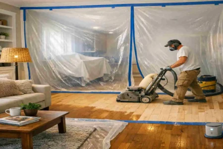 how to refinish floors while living in house