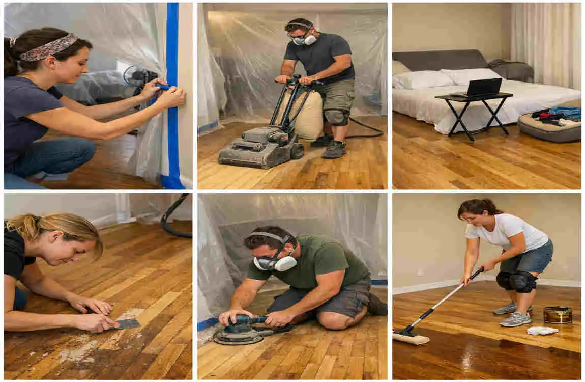 how to refinish floors while living in house