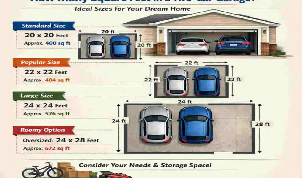 how many square feet are in a two car garage