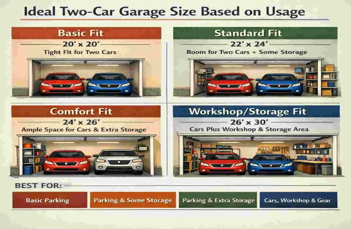 how many square feet are in a two car garage