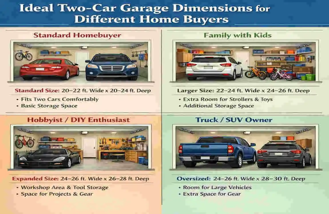 how many square feet are in a two car garage