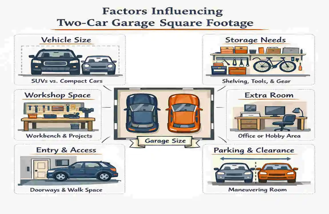 how many square feet are in a two car garage