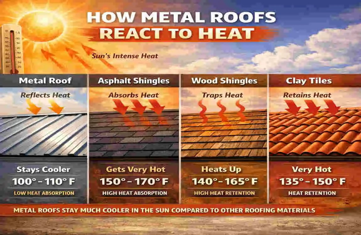 are different color metal roofs hotter