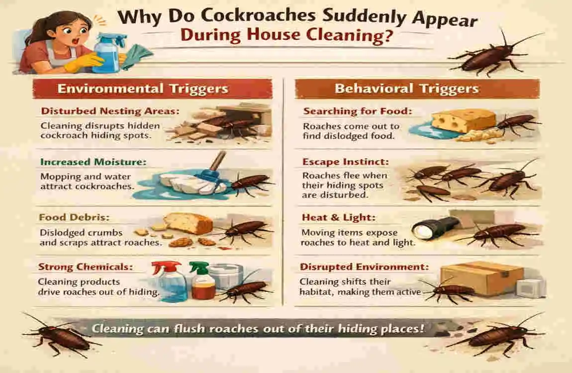why do cockroaches suddenly appear in the house cleaning