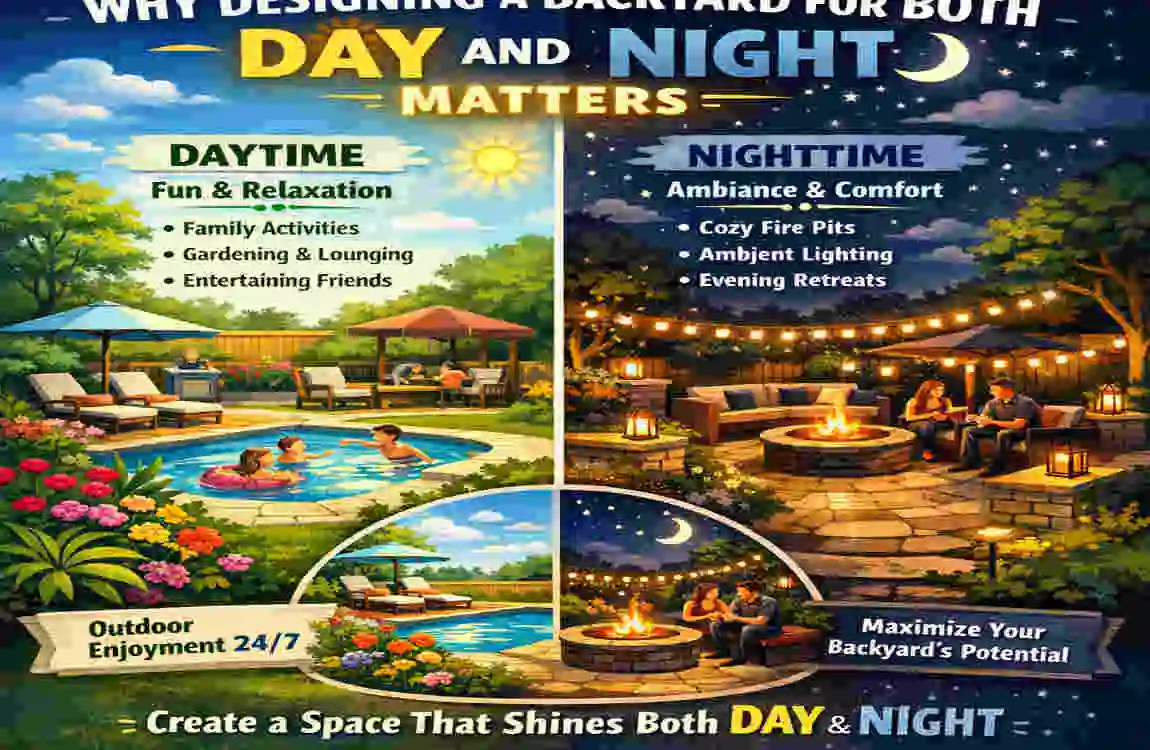 designing a home backyard day and night