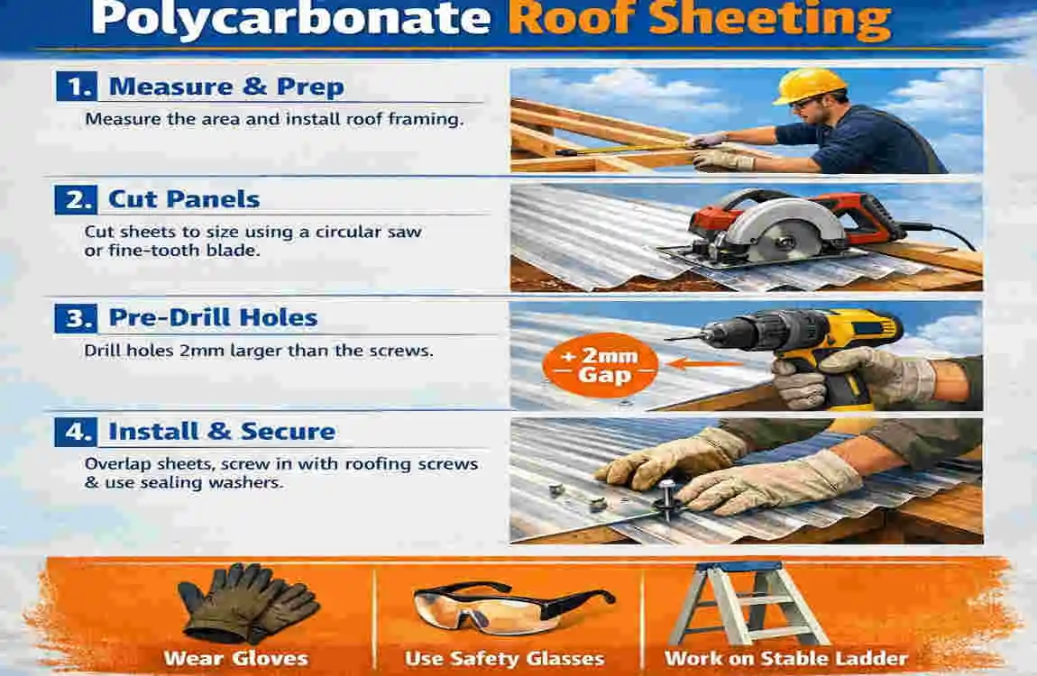 how to install polycarbonate roof sheeting