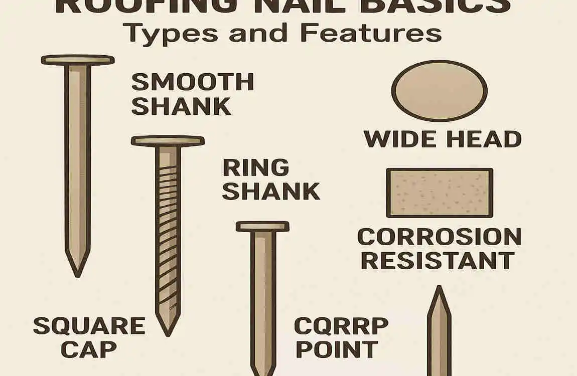 What type of nails are typically used for roofing?