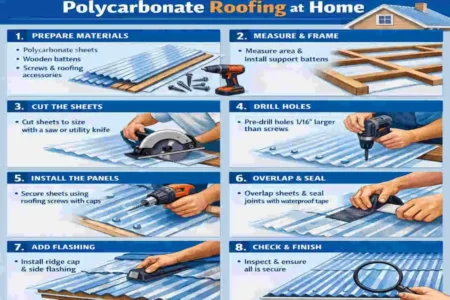 how to install polycarbonate roof sheeting