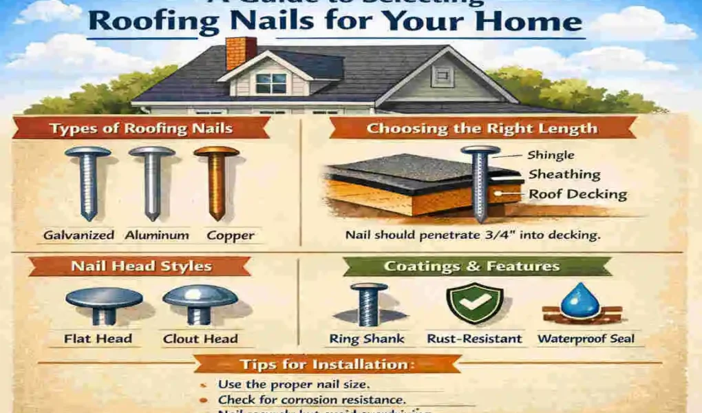 What type of nails are typically used for roofing
