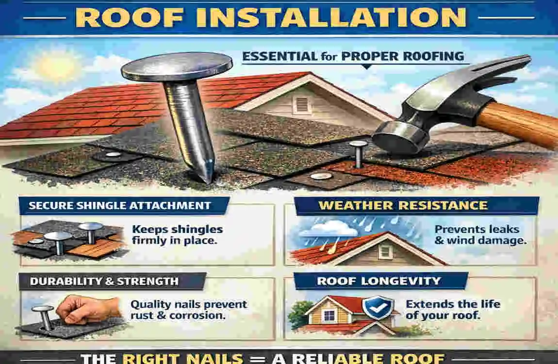What type of nails are typically used for roofing