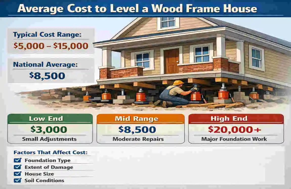 how much does it cost to level a wood frame house