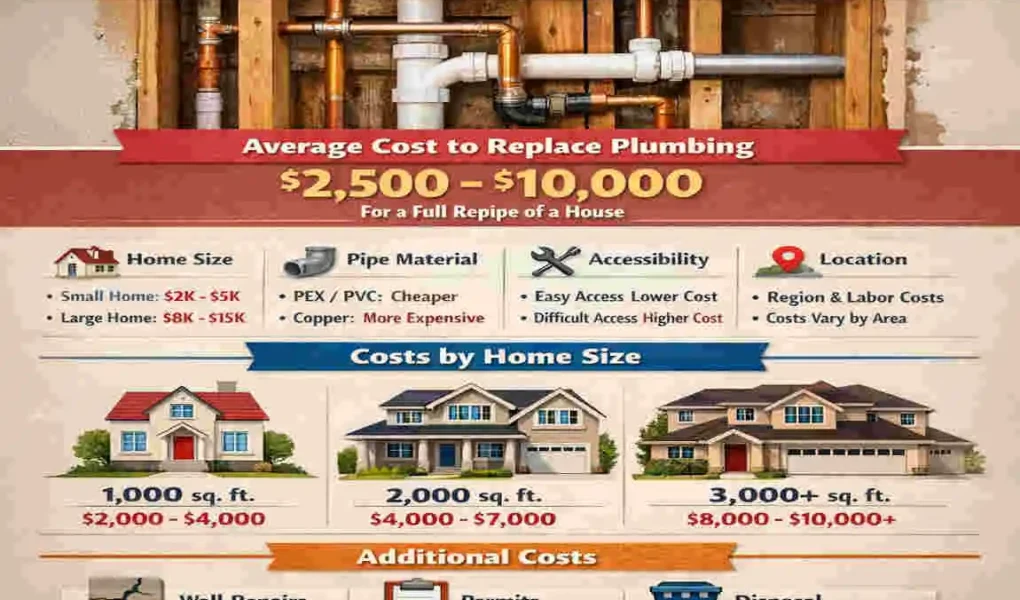how much to replace all plumbing in a house