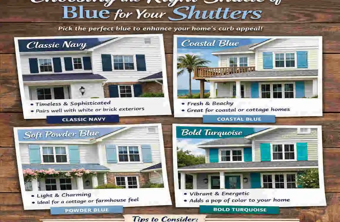 a white house with blue shutters
