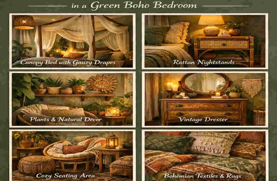 Green Boho Bedroom