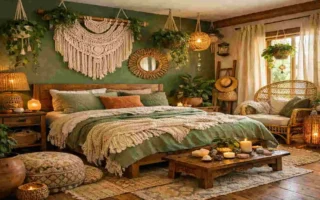 Green Boho Bedroom
