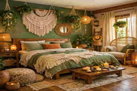 Green Boho Bedroom