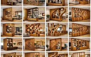 wooden living room unique partition house design