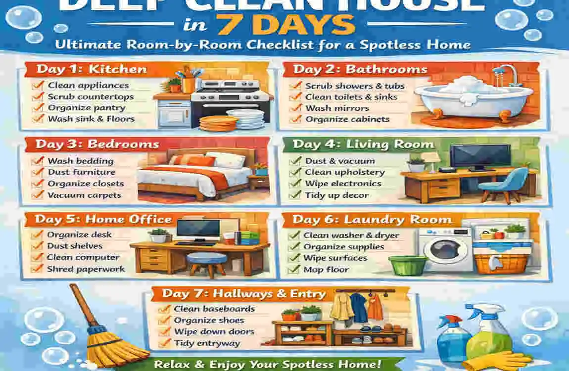 How to Deep Clean House in 7 Days: Ultimate Room-by-Room Checklist for ...
