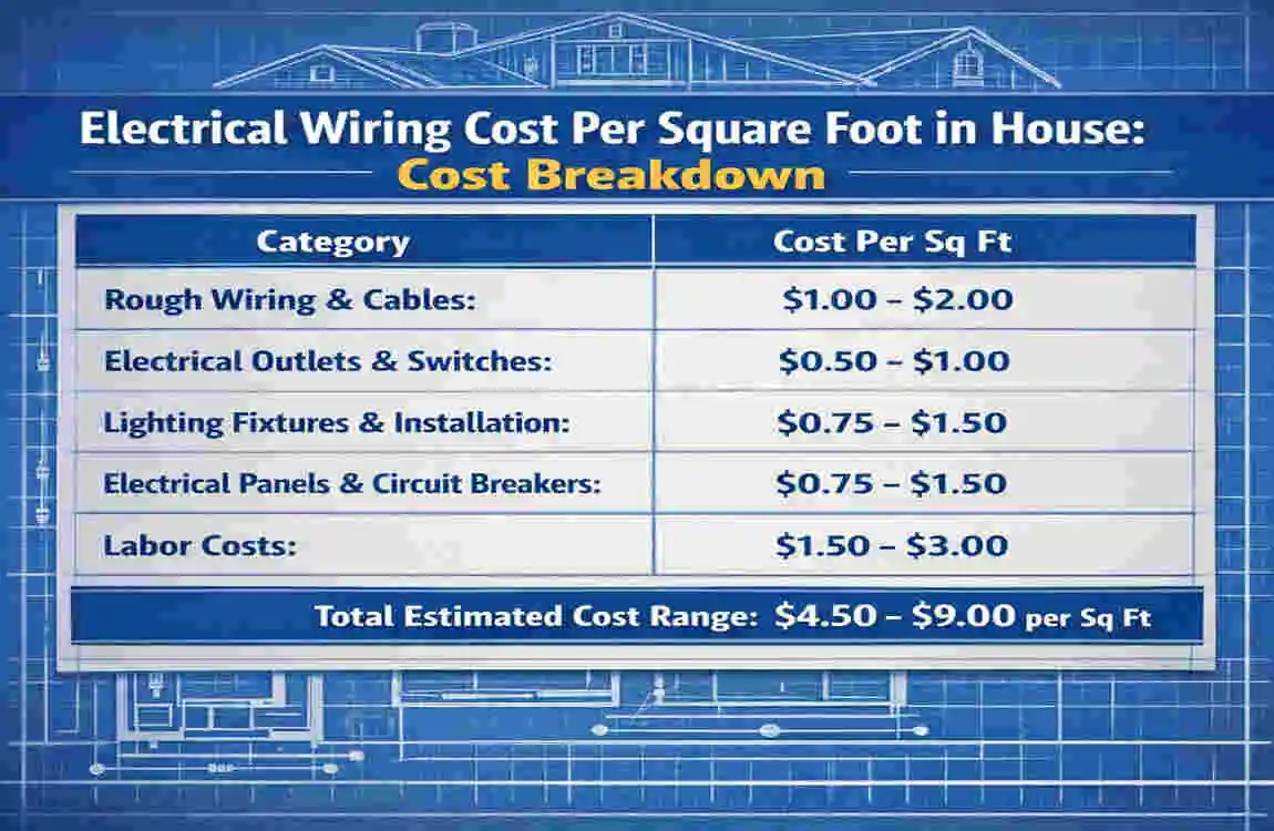 Electrical wiring cost per square foot in house