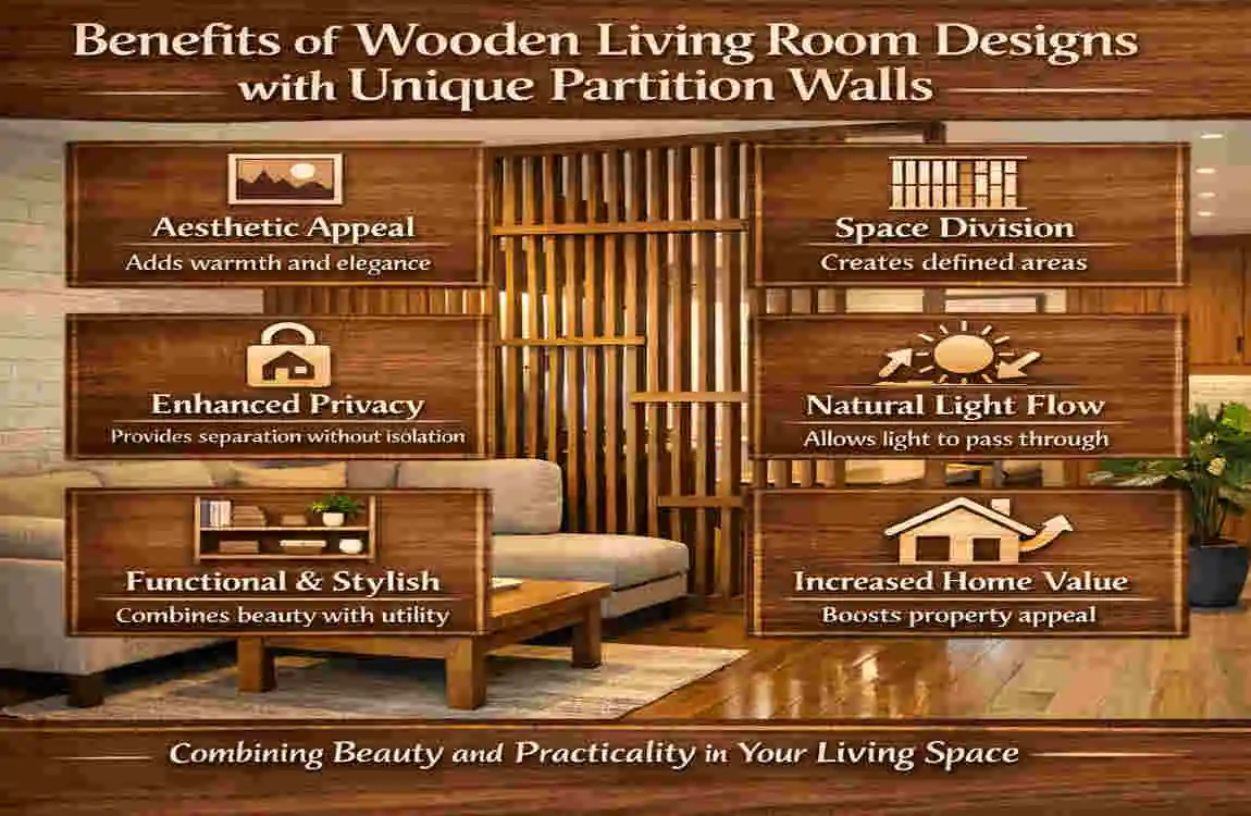 wooden living room unique partition house design
