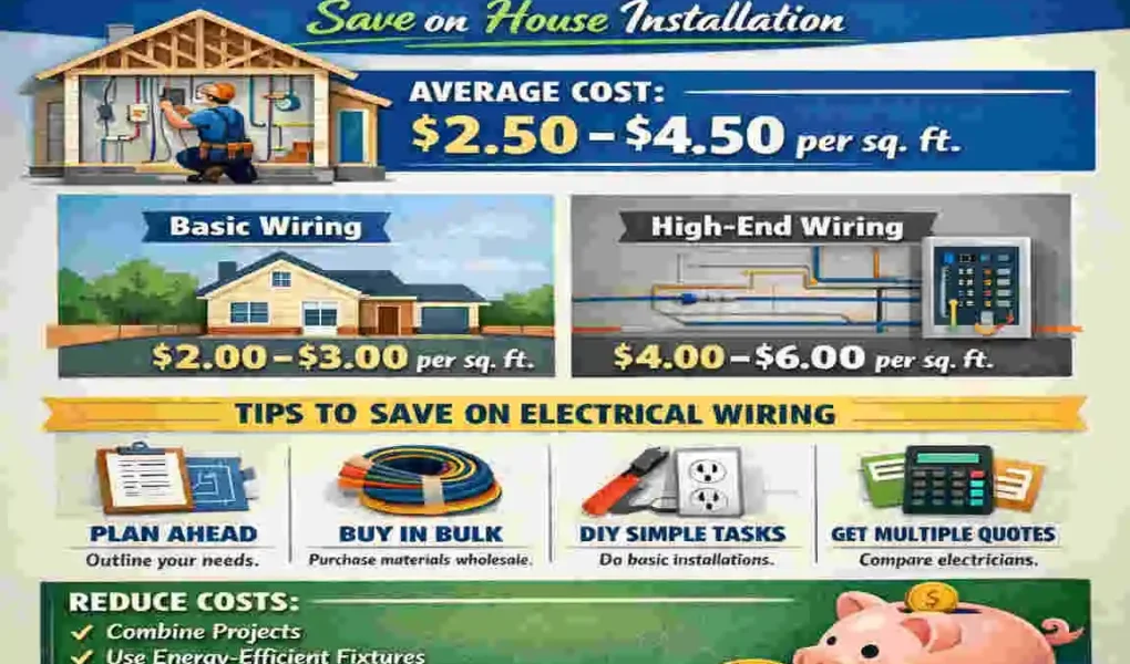 Electrical wiring cost per square foot in house