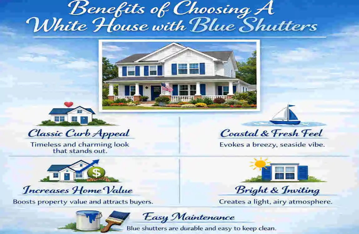 A White House with Blue Shutters