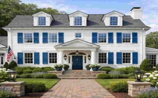 A White House with Blue Shutters