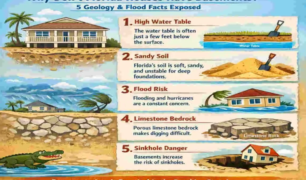 why don't houses in florida have basements