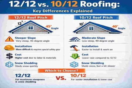 what is the difference between 12 12 and 10 12 house pitch roofing?