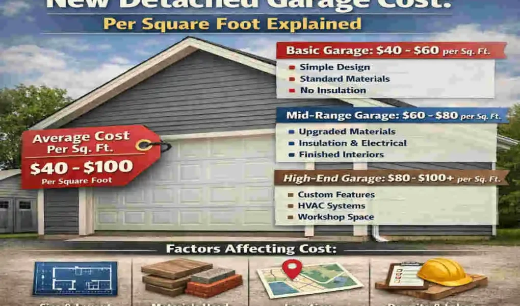 detached garage cost per square foot