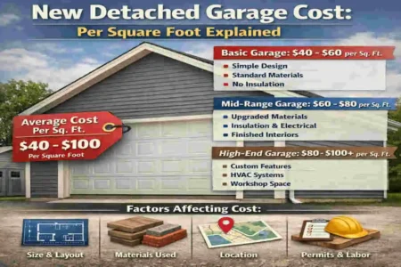 detached garage cost per square foot