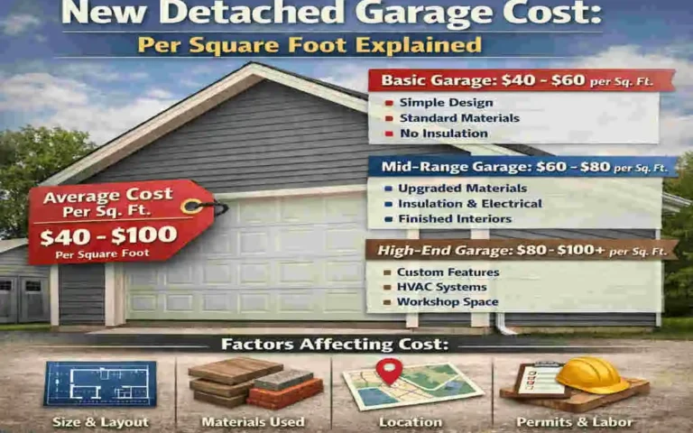 detached garage cost per square foot