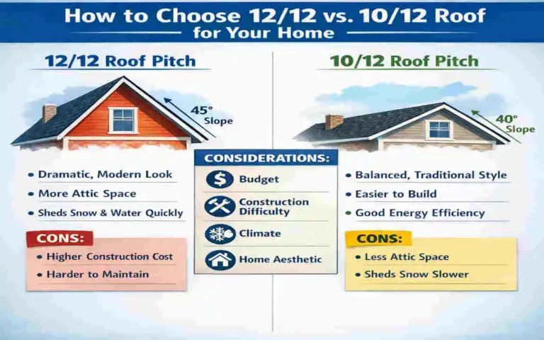 what is the difference between 12 12 and 10 12 house pitch roofing?