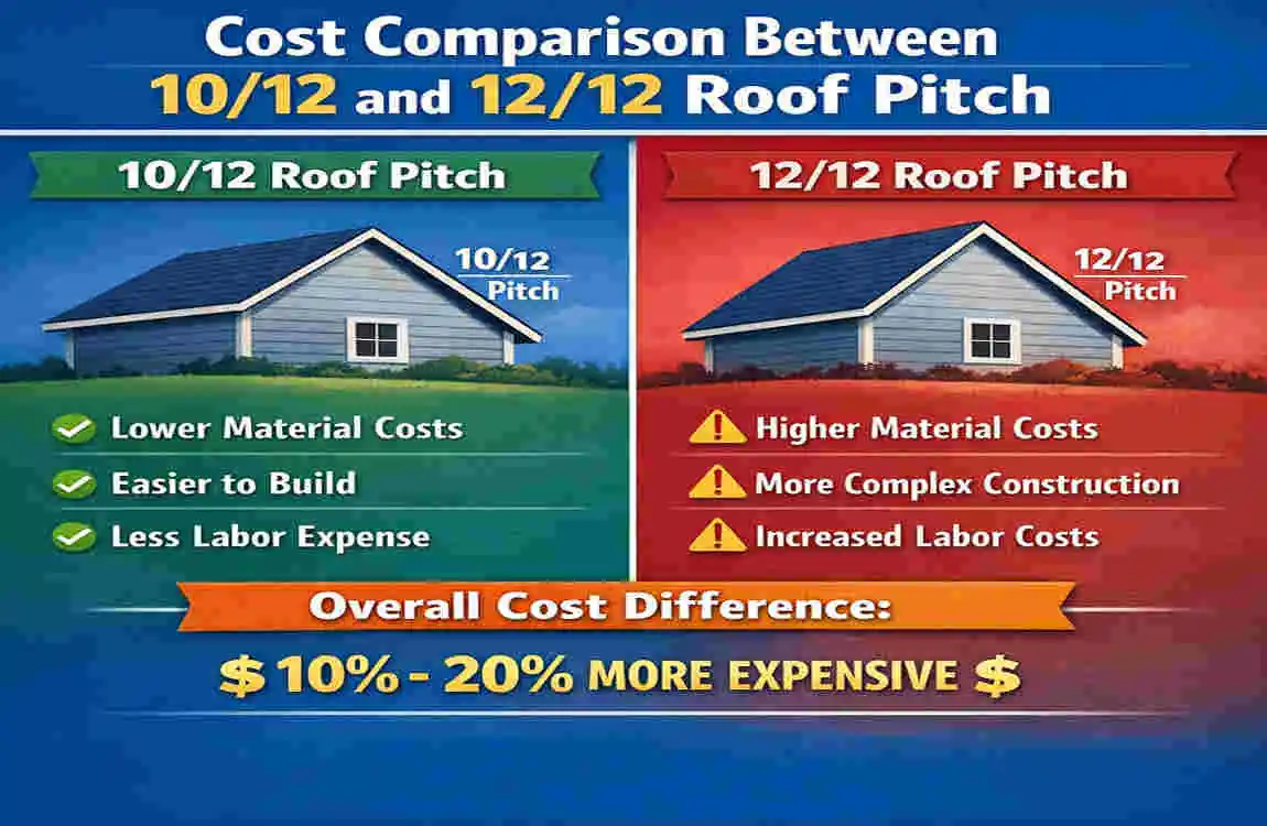 what is the difference between 12 12 and 10 12 house pitch roofing?