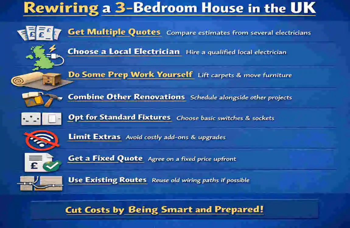 how much does it cost to rewire a 3 bed house uk