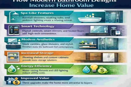 tell me about modern bathroom designs that increase home value